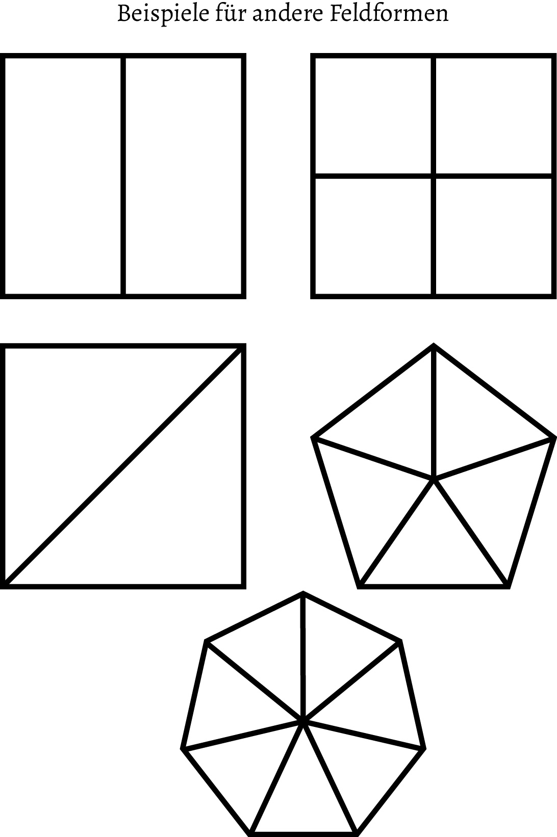 Abb. 3 Quadrate und Polygone unterteilt in gelichgroße Felder